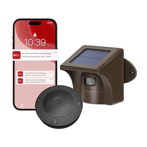 eMACROS Pro 3 Driveway Alarm with Phone App, 1/2 Mile Range, Solar Wireless, Outdoor Weatherproof Motion Sensor