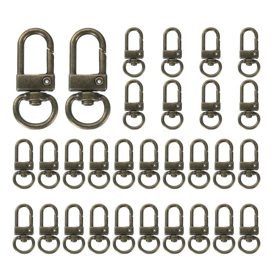 Uxcell Swivel Lobster Claw Clasps Keychain Lanyards Trigger Snap Hooks for Jewelry Making DIY Craft, Bronze, 30 Pcs
