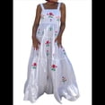 thumbnail image 1 of Vestido Bohemio de Verano para Mujer, Bordado, Sin Mangas, Fruncido, Holgado, para Playa y Vacaciones M, 1 of 7
