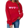 thumbnail image 2 of BEFOKA Basic Long Sleeve Hoodie Shirts For Women Valentine'S Day Crew Neck Sweatshirts Love Heart Printed Ladies Red Tops And Blouses Cute Tops Pullover Sweatshirt Letters Graphic Tshirts Tee Tops, 2 of 9