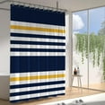 thumbnail image 3 of Navy Blue Yellow and White Stripes Pattern Shower Curtain Water Repellent Fabric Shower Curtains for Bathroom 72x72 inches Modern Shower Curtain Set with 12 Hooks, 3 of 4