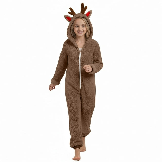 RXMEKW Pyjama de Noël pour Enfants, Ensemble de Pyjama à Capuchon Chaud Imprimé Parent-Enfant pour la Maison pour Enfants pour l'Halloween