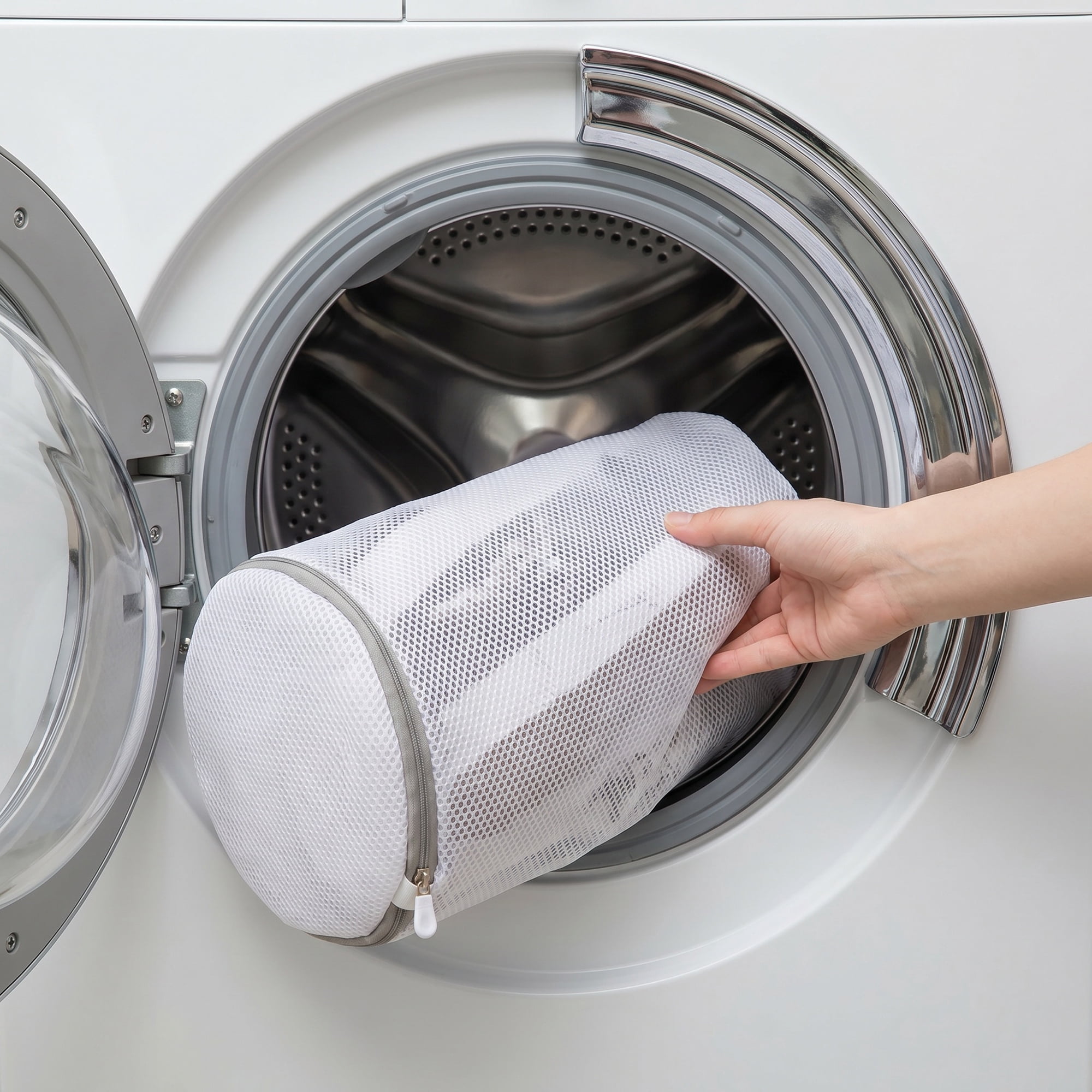 Unique Bargains 2 Pack Polyester Mesh Laundry  Zippered  Shoe Bag for Washing Machine Large+Small