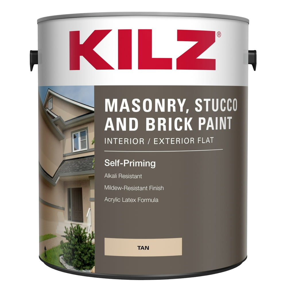 KILZ Interior/Exterior Masonry, Stucco & Brick Flat Paint, 1 Gallon