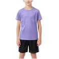 thumbnail image 4 of mgoYE Girls Boys Quick Dry Athletic Short-Sleeve T- Shirt and Active Mesh Shorts Set(Purple,2-3 Years), 4 of 4