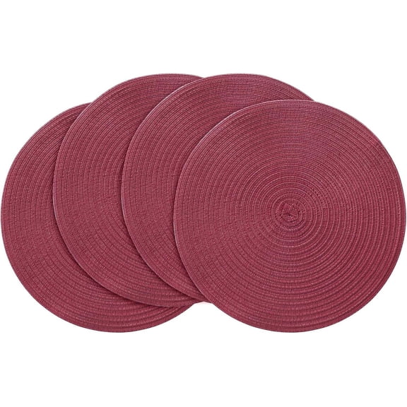 Xukmct 4 Pcs 15 Inch Round Placemats Braided Woven Non Slip Place Mats Heat Resistant Table Mats for Dining Table