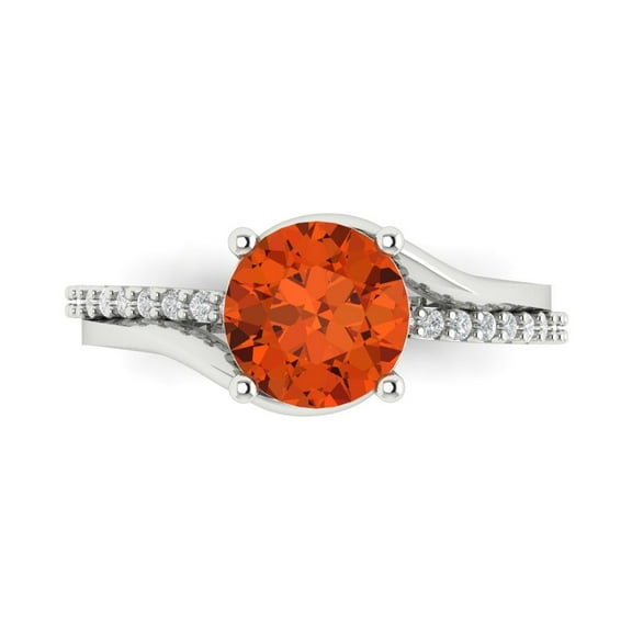 Solitaire with Accents Engagement Ring for Women - 1.71ct Simulated Red Diamond in 18K White Gold Promise Ring