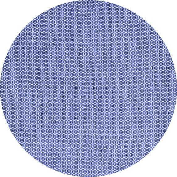 Ahgly Company Machine Washable Indoor Round Abstract Blue Contemporary Area Rugs, 7' Round