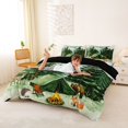 thumbnail image 2 of Castle Fairy Camping Scene Graphic Duvet Cover Set for Teens, "Happy Camping" Art Bedding Full for Bedroom, Green Brown,Black Reversible,3pcs,No Comforter, 2 of 6