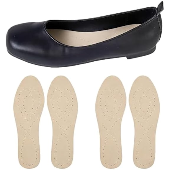 AoVoTo Pigskin Sockless Insoles for Sweaty Feet, Thin Barefoot Cushion Pads Controls Odor, Wear Without Socks, Ultra Thin Dress Shoes Inserts for Women Men High Heels Flats Sneakers, Small 5-7 Size