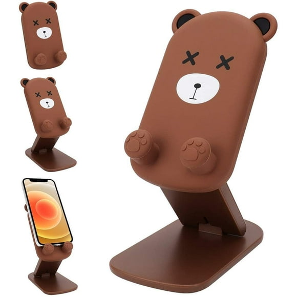 Portable Universal Desk Phone Holder Stand Cradle Dock for All Mobile Smart Phones /Tablets( 4~10inch)/Kindles/Switch (Dumb Bear)