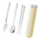 thumbnail image 5 of Juego de cucharas y palillos, vajilla, utensilios de viaje, juego de cubiertos portátiles para Amarillo 4 piezas, 5 of 9