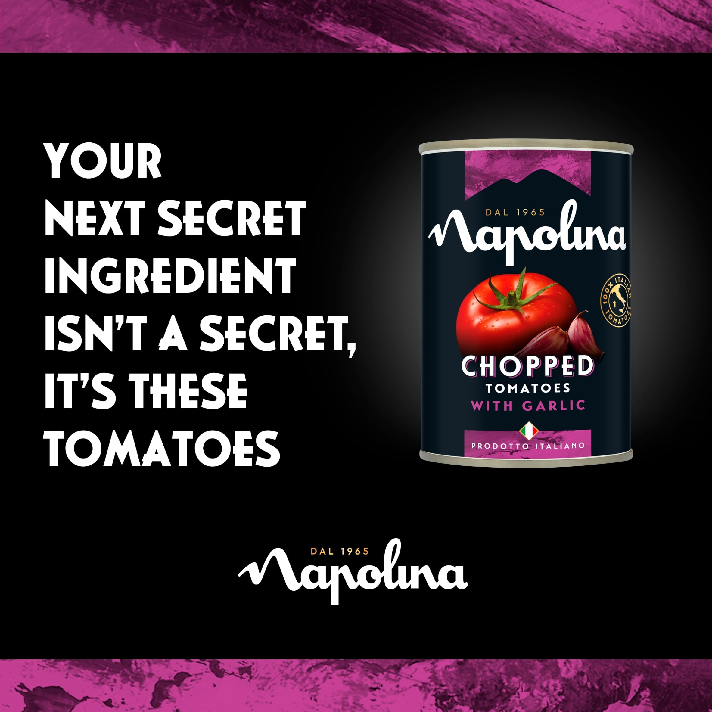Napolina Chopped Tomatoes With Garlic 400G, Imported from Britain