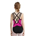 thumbnail image 4 of iiniim Kids Girls Sleeveless Gymnastics Leotard Sparkly Dance Bodysuit Cross Back Shiny Stretchy Ballet Dancewear Hot Pink 12, 4 of 7