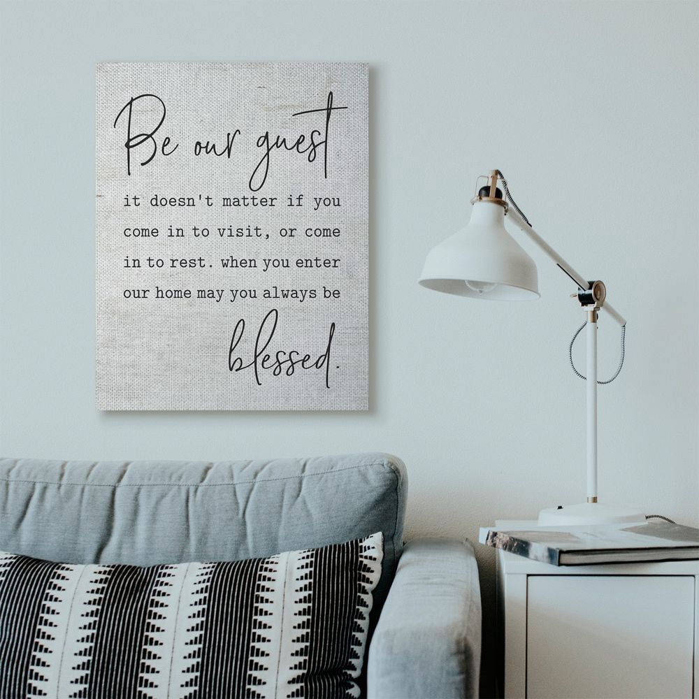 Stupell Industries Be Our Guest Home Family Inspirational Word On Wood Texture Design Canvas Wall Art by Lettered and Lined