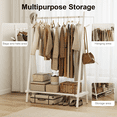 thumbnail image 5 of Muwuele Wood Clothing Rack for Hanging Clothes, Freestanding Garment Rack with Shelves, Heavy Duty 350 lbs, Portable Closet Organizer (White), 5 of 10