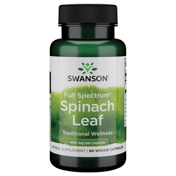 Swanson Full Spectrum Spinach Leaf 400 mg 90 Veggie Capsules.