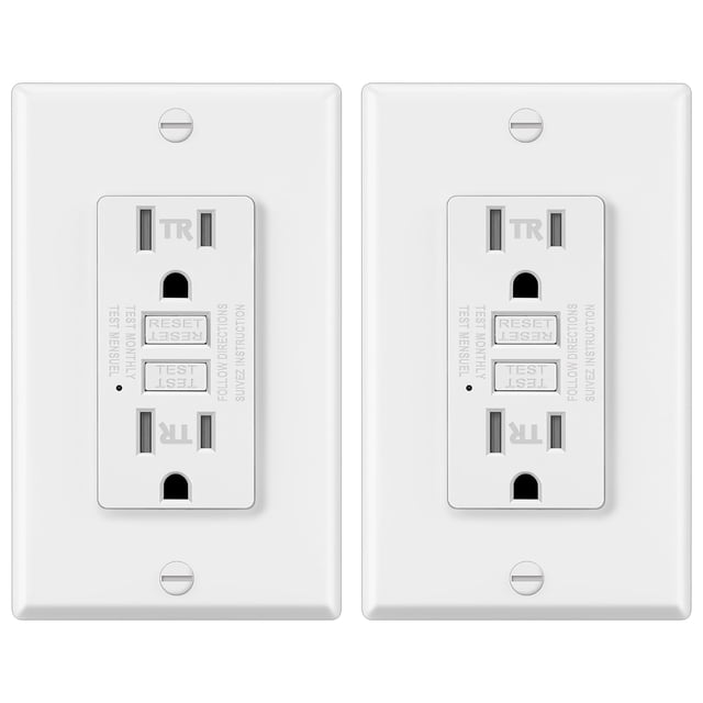 ELECTECK 2 Pack GFCI Outlets 15 Amp, Tamper Resistant (TR), Decor GFI Receptacles with LED Indicator, Ground Fault Circuit Interrupter, Decorative Wa