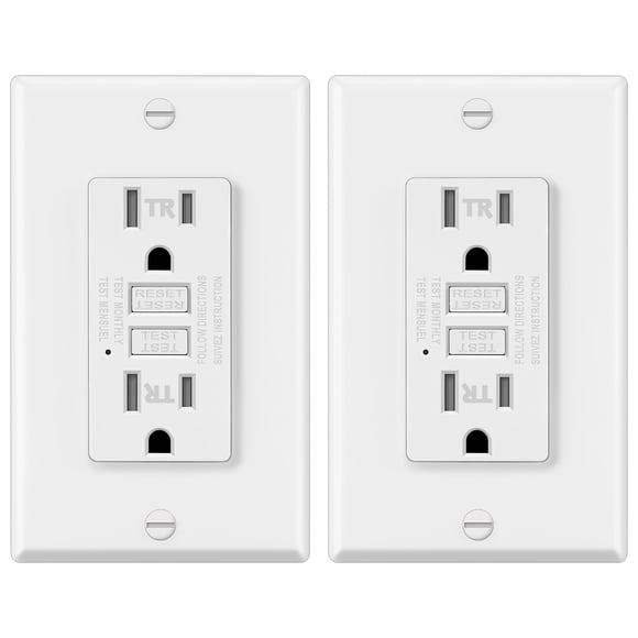 ELECTECK 2 Pack GFCI Outlets 15 Amp, Tamper Resistant (TR), Decor GFI Receptacles with LED Indicator, Ground Fault Circuit Interrupter, Decorative Wa