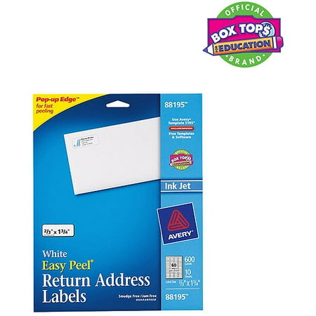 Avery White Return Address Label Inkjet 600ct