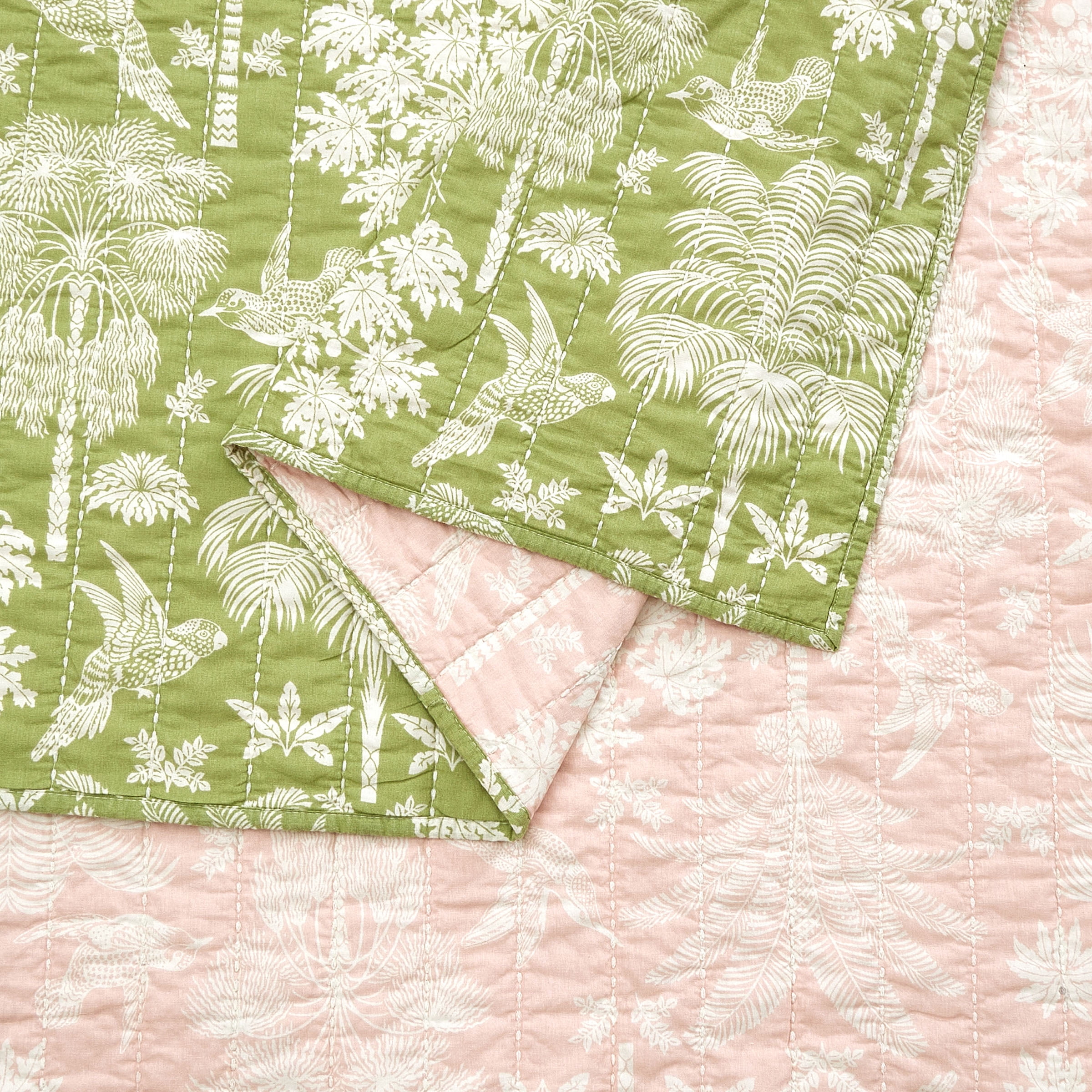 Spartina Queenie Palm Royale 3-Piece Quilt Set, Green, King