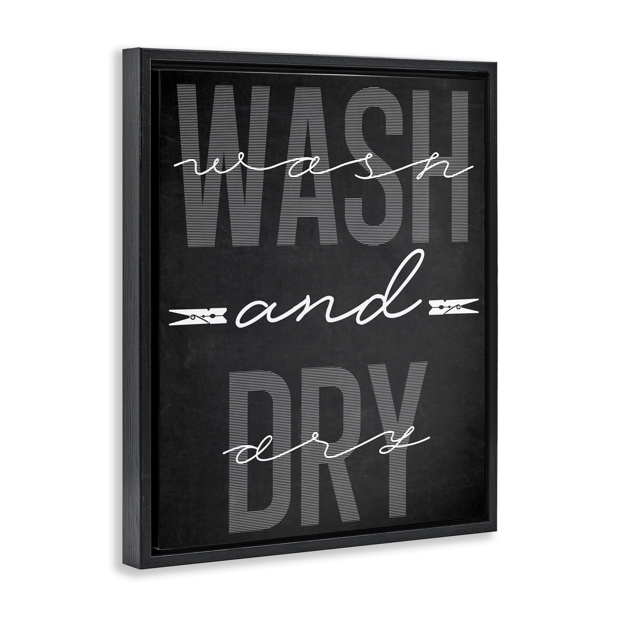 Wash And Dry Black Minimal Black Framed Floater Canvas Wall Art, design by Marcus Prime