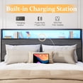 thumbnail image 5 of Fluest Queen Bed Frame with 2-Tier Storage Headboard, Metal Bed Frame with Storage Drawers & Built-in Charging Station & LED, Noise-Free, No Box Spring Needed, Easy Assembly, Rustic Grey, 5 of 7