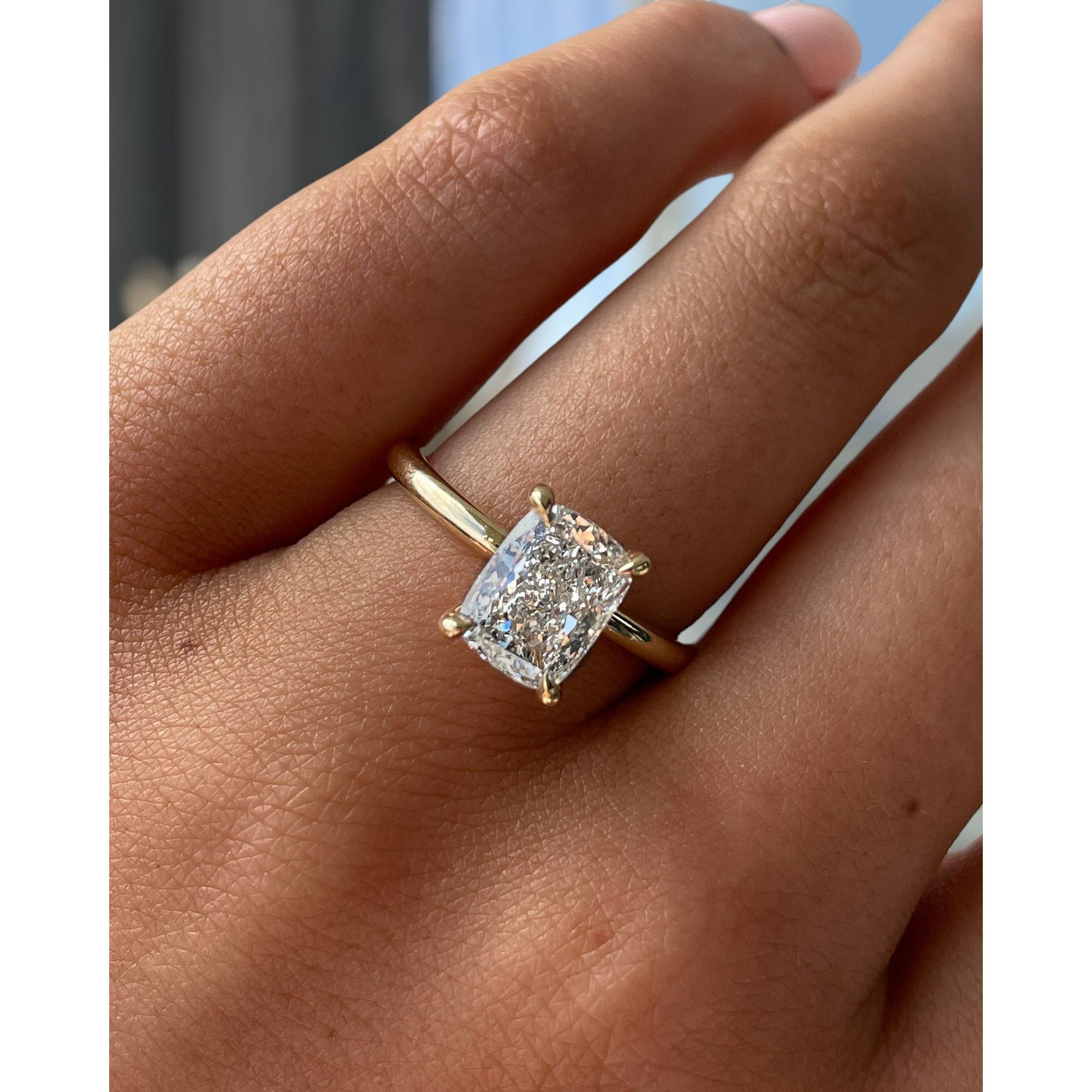 3.00Ct Elongated Cushion Cut Lab-Grown Diamond Engagement Ring, Hidden Halo, 10K Rose Gold