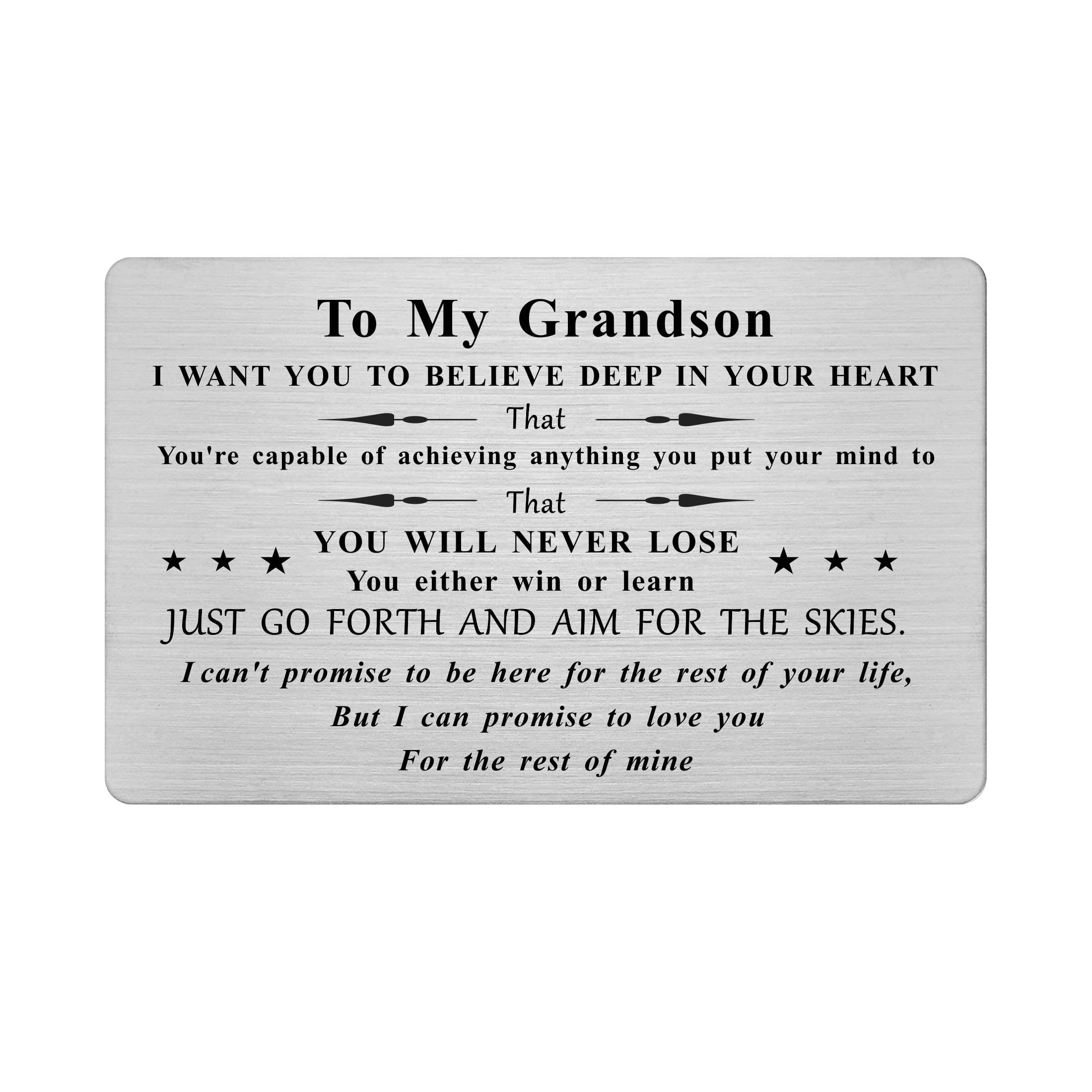 FALOGIJE To My Grandson Wallet Card, Inspirational Gifts for Grandson from  Grandma, Grandson Unique Birthday Card, Graduation - Walmart.com