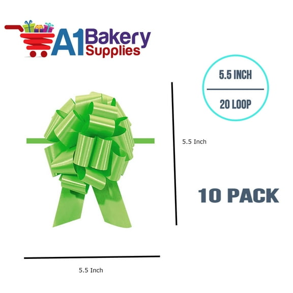 10 Pieces Pull Bow for Gift Wrapping Pull Bow With Ribbon for Wedding Gift Baskets, 5.5 Inch 20 Loop in Citrus Flora Satin