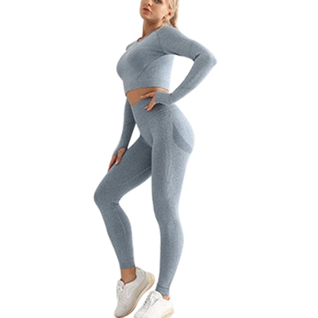 Conjunto Deportivo De Punto Sin Costuras, Traje Informal Chándal Que Absorbe La Humedad Bodycon 2 Piezas Levantamiento De Glúteos Para El Hogar Para Mujeres ANGGREK Otros