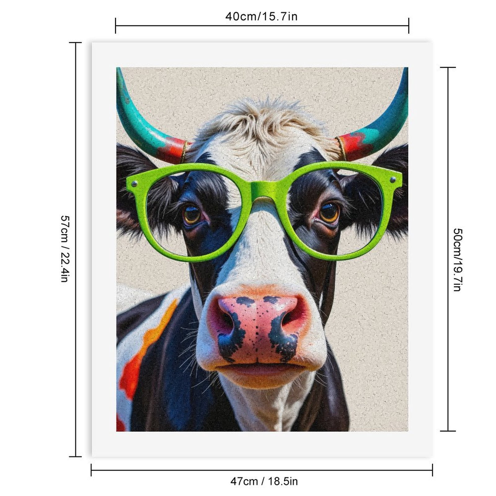 Paint by Numbers Kit for Adults, Cow Glasses Colorful Style Paint by Numbers, Easy Paint by Numbers Kit for Adults Beginner, DIY Adult Paint by Number Kits on Canvas, 12x16in Home Decor