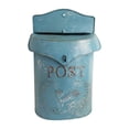 thumbnail image 2 of Retro Rural Wall Mailbox Farmhouse Iron Newspaper Roll Post Letter Box Decor Blue, 2 of 8