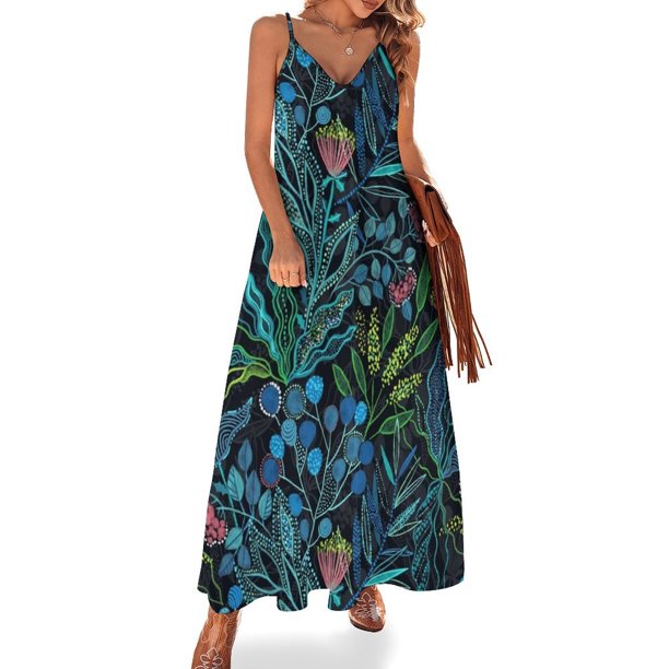 Vestido sin mangas de plantas y flores australianas Vestido de verano Ropa diaria Vestidos de fiesta Mujer