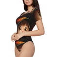 thumbnail image 2 of KLL Women 's Crew Neck Bodysuit Jumpsuits Animal Cat Print Short onesies Stretch T Shirts, 2 of 7