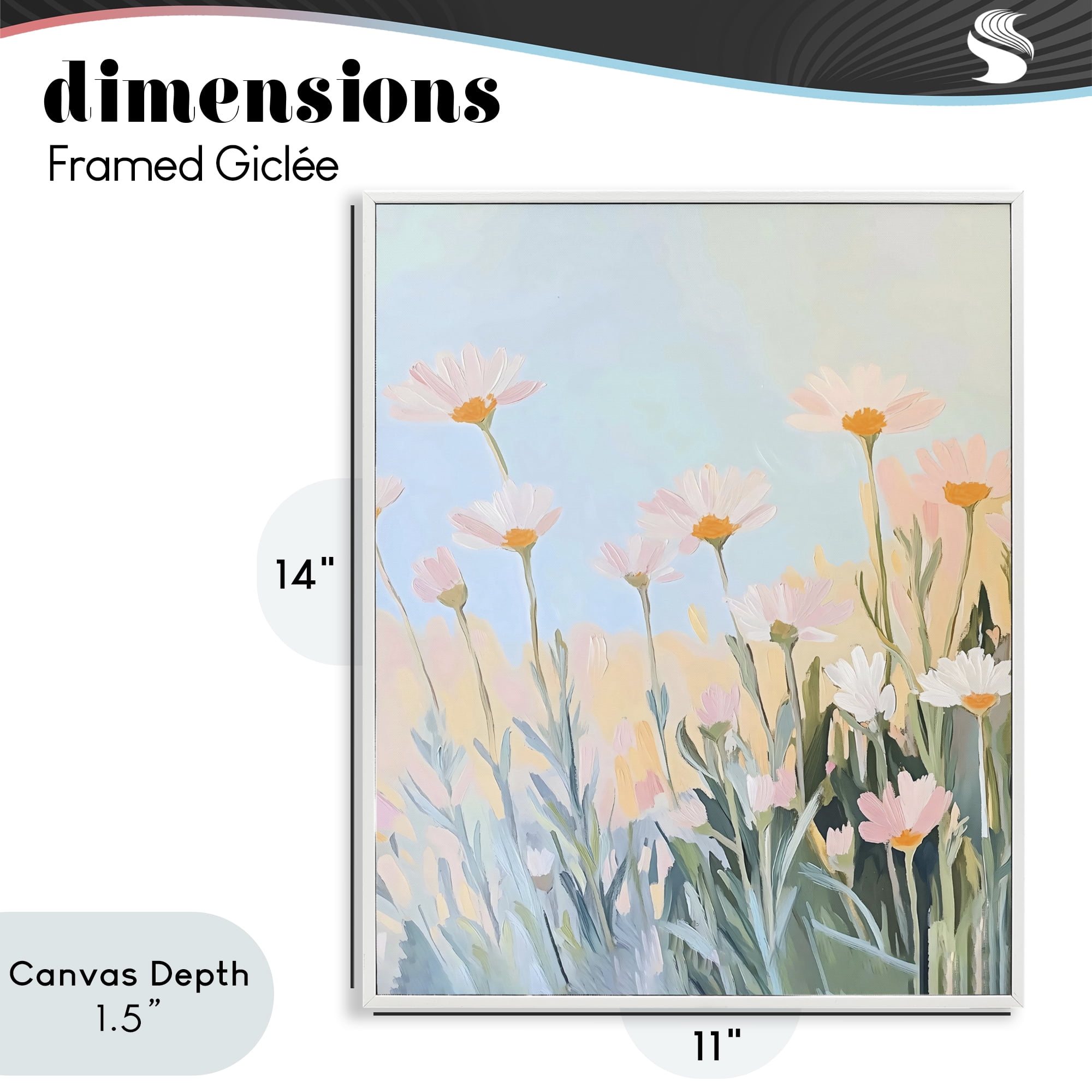 Stupell Industries Pastel Meadow Daisies at Dawn White Framed Giclee Art, design by The Prints Vibe