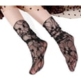 thumbnail image 5 of Dalrosia Women Girls Lace Socks Sheer Loose Socks Decorated Mesh Tulle Socks Transparent See Through Lace Slouch Socks, 5 of 6