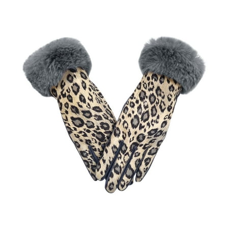 Fashionable Leopard Print Touchscreen Winter Gloves for Women Warm Lined Cold Weather Accessory Size:One Size