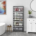 thumbnail image 4 of Bamboo Shelf Bamboo Storage Shelving Unit Tall Bookcase with Adjustable Shelves Multipurpose Storage Display Shelf for Bathroom  Living Room  Balcony  Kitchen, 4 of 8