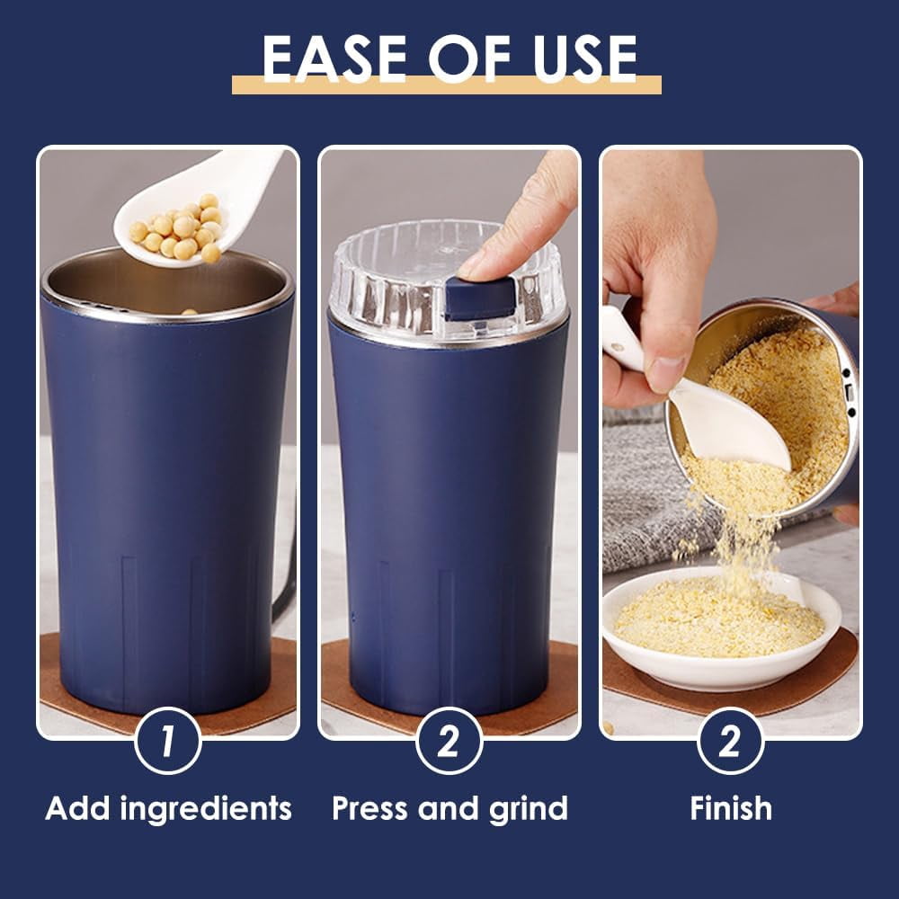 Electric Coffee Grinder, 2025 New Coffee Grinders for Home Use, Portable Spice Grinder Electric Fine Powder,Heavy-Duty Stainless Steel Blades for Herb, Spice, Beans