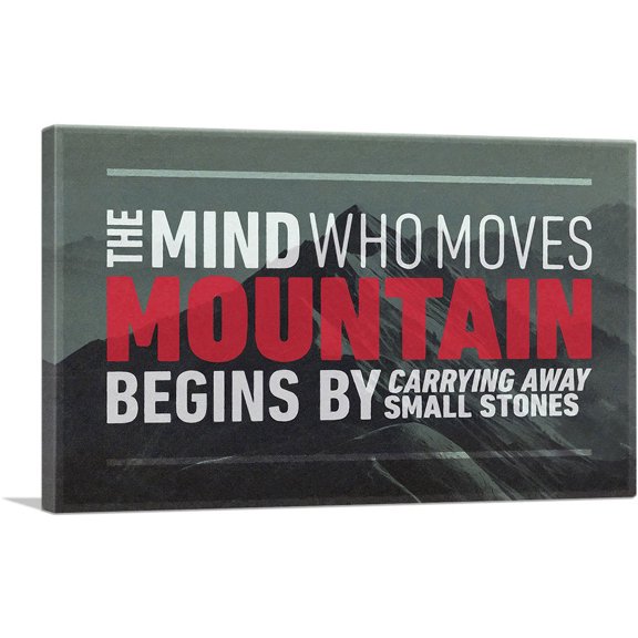 ARTCANVAS Mind Who Moves Mountains Motivational Canvas Art Print - Size: 26" x 18" (0.75" Deep)