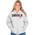 thumbnail image 5 of Breast Cancer Survivor Pink Ribbon Zip Hoodie Sweatshirt Women Brisco Brands S, 5 of 6