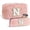 N, variant on Makeup Bag Personalized Gifts Initial Cosmetic Bag with Small Makeup Brush Bag,Zipper Travel Toiletry Bag Monogram Makeup Pouch for Women Girls Pink,Gifts for Women