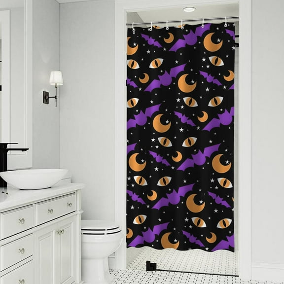 Halloween Bat Moon Eye Pattern Shower Curtain 36"x72" ,Bathroom Decorative Shower Curtains Set with 12 Hooks,Modern Waterproof Washable Shower Curtain
