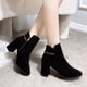 thumbnail image 4 of NECHOLOGY Botas Mujer Zapatos Botines mujer Botas de de agua para otoño e invierno, zapatos de tacón , botas cálidas y de felpa, tacones gruesos, tacones medios, botas de moda versátiles (Black, 7), 4 of 7
