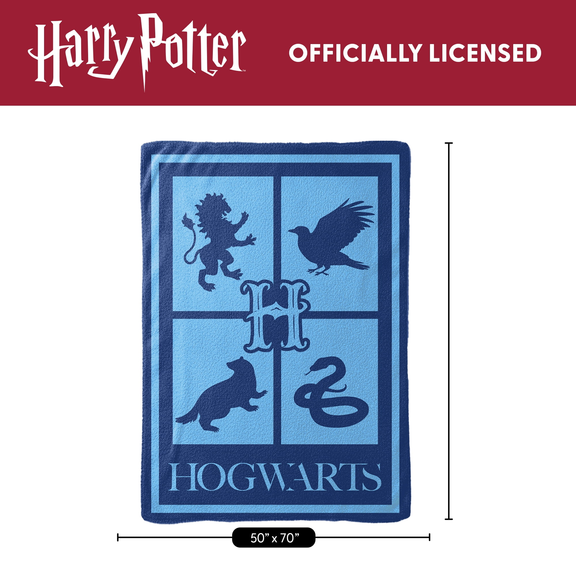 Harry Potter Throw Blanket 50x70 – Hogwarts House Mascots Cozy Throw, Soft Feather Yarn, Official Wizarding World Gift