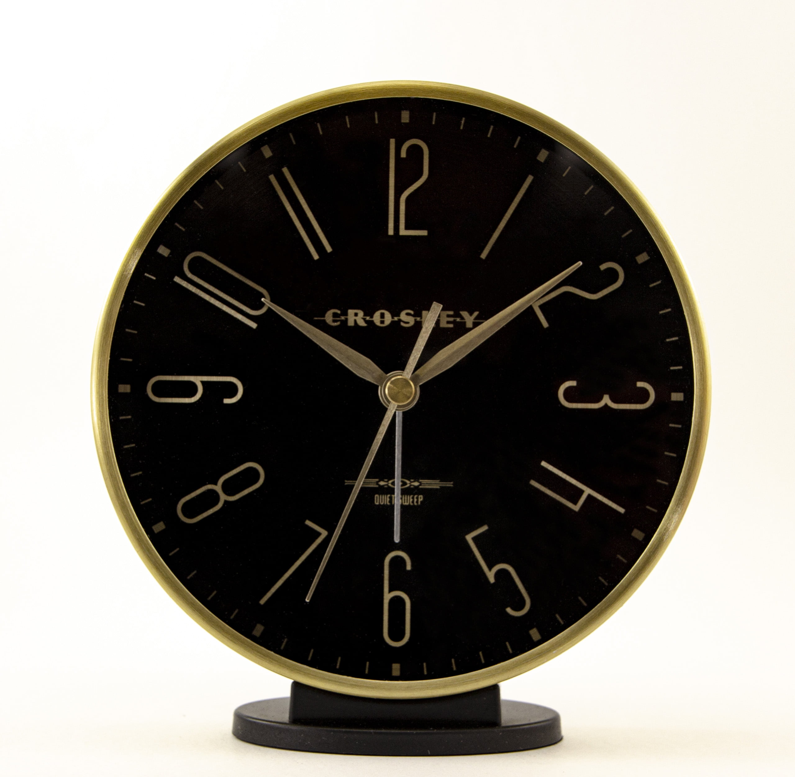 Crosley Black and Gold Vintage Modern Sweep Analog QA Table, Desk or