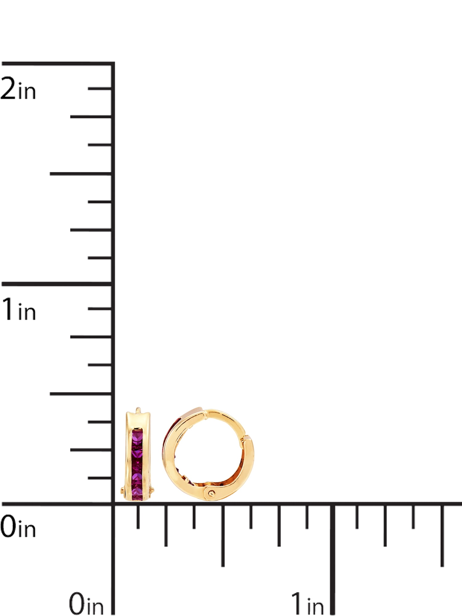 Brilliance Fine Jewelry Created Ruby Huggie Style Earrings in 10K Yellow Gold