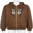 thumbnail image 3 of PENGXIANG Women Butterfly Hoodies Pullover Zip Up Sweatshirt Drawstring Jackets, 3 of 6