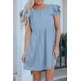 thumbnail image 1 of ABPHQTO Vestido informal de mezclilla fruncido con manga alborotada para mujer, 1 of 5
